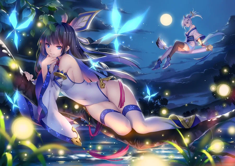 Hình anime mặc bikini dễ thương với phong cách tươi mới, đầy năng lượng.
