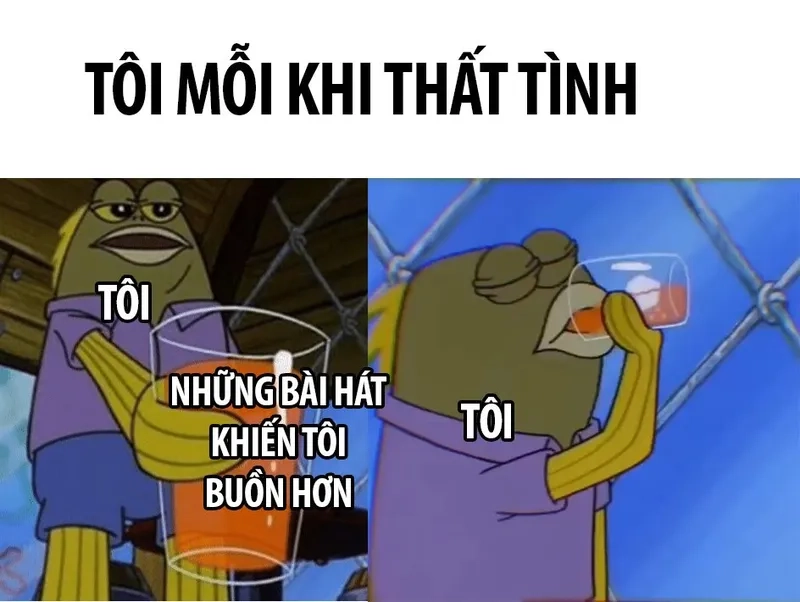 Nỗi buồn chia tay qua từng khung meme thất tình